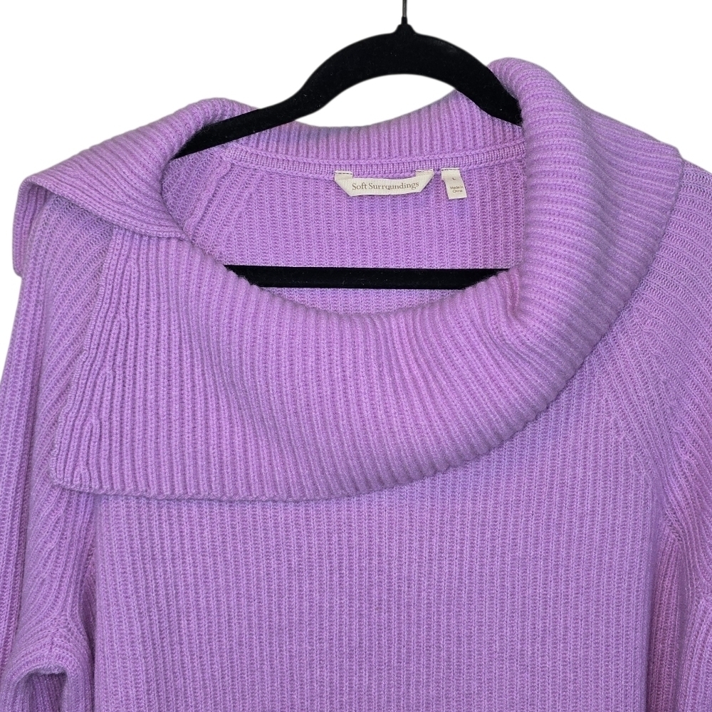 Soft Surroundings Tatiana Cowl Neck Oversized Cashmere Sweater Lilac Size Large - Picture 3 of 9